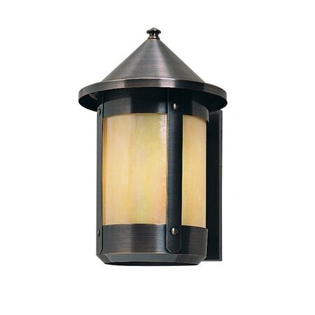Arroyo Craftsman 6" Berkeley Wall Sconce With Roof, Slate, Off White Glass BS-6ROF-S